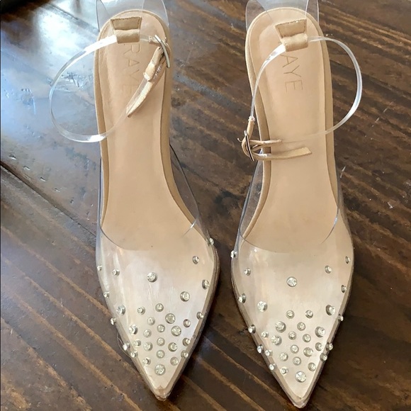 RAYE Clear Crystal Embellished Pointed Toe  Heels - Picture 2 of 8